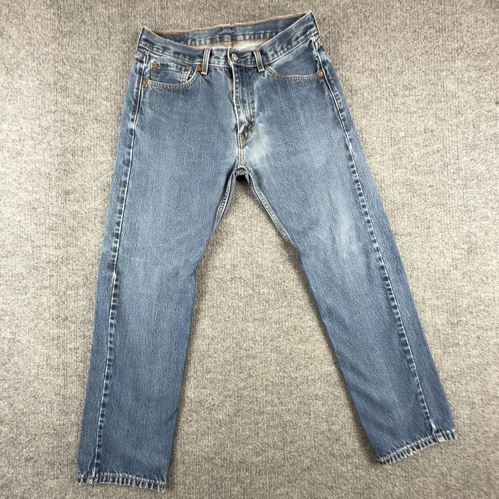Levis 505 Jeans Mens 33x29 Blue Medium Wash Regular Fit Straight Denim Pants